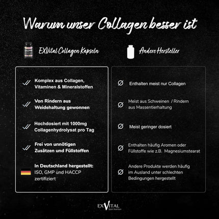 Collagen Hyaluronic Acid Complex, 120 Collagen Capsules from grass-fed beef, enriched with biotin, vitamin C, B2, zinc &amp; selenium, 1000mg collagen hydrolysate per day