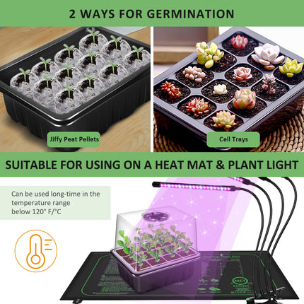 YAUNGEL Indoor Greenhouse Propagator, 10 Pack 120 Cell Mini Greenhouse Propagation Set with Raised Lid, Seedling Starter Trays, Greenhouse Propagation Tray with Lid for Plants, Black