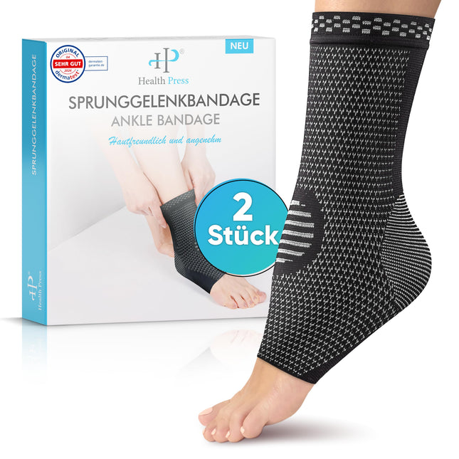 Health Press® Ankle Brace – Professional Support Stockings – Relief &amp; Stabilization of the Ankle – 2x Foot Brace, Size M – Medical Device – Supportive Ankle Brace – Compression Socks