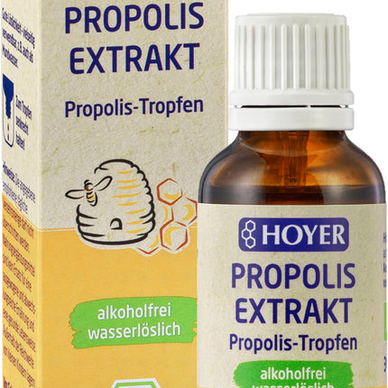 HOYER Propolis Drops Organic - Alcohol-free &amp; Water-soluble - Pure propolis extract as a dietary supplement or for external use - 30 ml