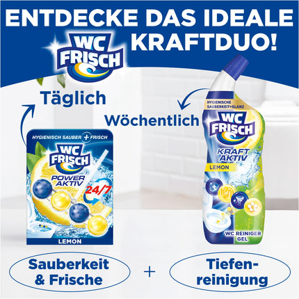 WC Fresh Power Active Fragrance Rinse Lemon (10-pack), toilet cleaner ensures cleaning with every flush, fragrance stones for long-lasting fresh toilet fragrance