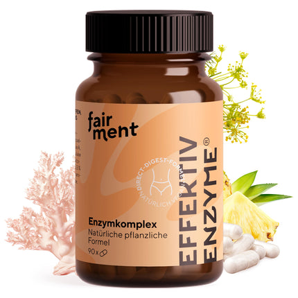 fairment EffektivEnzyme - Premium Enzyme Complex with Bromelain, Sango Sea Coral, Lactase, Papain | Vegan Enzymes | 1 x 90 Capsules