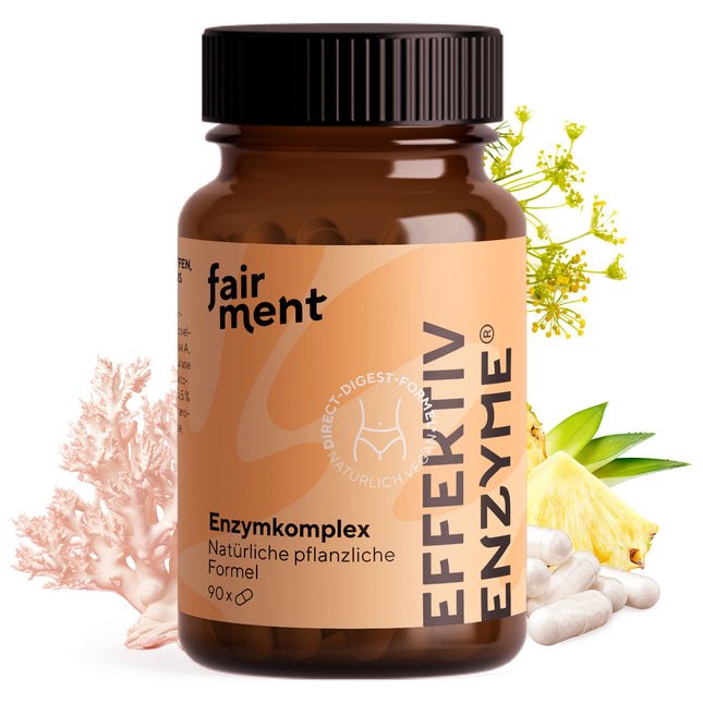 fairment EffektivEnzyme - Premium Enzyme Complex with Bromelain, Sango Sea Coral, Lactase, Papain | Vegan Enzymes | 1 x 90 Capsules
