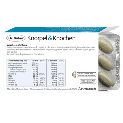 Dr. Böhm Cartilage &amp; Bones: To support cartilage and bones, nutrient combination with vitamins C and D, 120 film-coated tablets