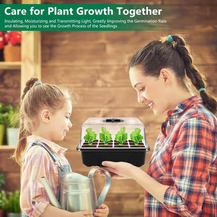 ZHHGOO Indoor Greenhouse Propagator, 10 Pack 120 Cells Mini Greenhouse Propagation Set with 3 Shovels, 2 Garden Tools, 20 Labels, Greenhouse Propagation Tray with Lid for Seedling Plant