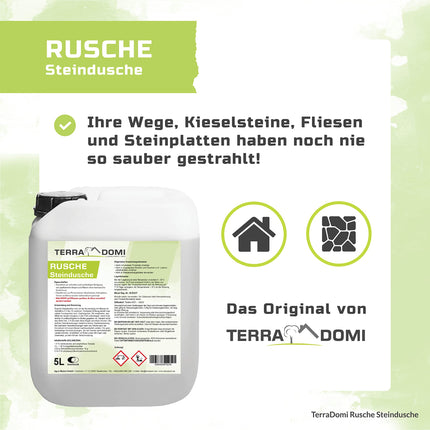 Terra Domi Rusche Stone Shower, 5 L Concentrate, Stone Cleaner for up to 2000 m², Cleaning Agent for Clean Paths &amp; Squares, Path Cleaner, Biodegradable