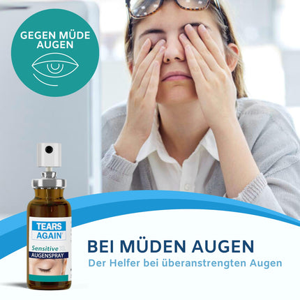 TEARS AGAIN Sensitive XL 20 ml eye spray for dry eyes - suitable for contact lenses, helps with burning and watery eyes, preservative-free