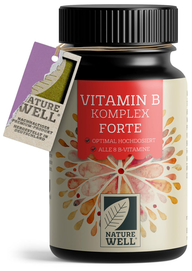 Vitamin B Complex high-dose - 180 tablets - all 8 essential B vitamins in bioactive form - with folic acid, choline &amp; myo-inositol (co-factors), laboratory-tested with certificate &amp; vegan