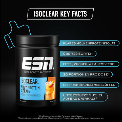 ESN ISOCLEAR Whey Isolate Protein Powder, Peach Iced Tea, 908 g, Clear Whey