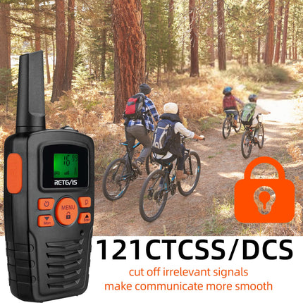 Retevis RA635 Walkie Talkie 4-pack, 16 channels, PMR446 license-free, long range, CTCSS/DCS, VOX, LED flashlight, walkie-talkies gifts for adults and children, skiing and outdoor activities