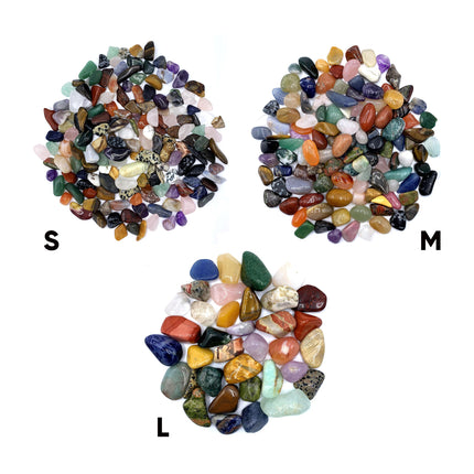 Gemstone set | Colorful mix of natural tumbled stones | Mixture of genuine gemstones | Practical in a colorful fabric bag