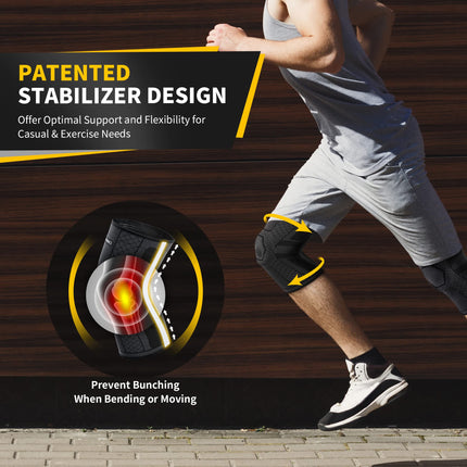 CAMBIVO 2X Knee Brace Men Women, Knee Support with PMMA Side Stabilizers and Patella Pad, Knee Support for Meniscus Tear, Arthritis, ACL, Joint Pain, Sports