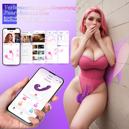 Erotic Butterfly Vibrator for Clitoris with APP - Silicone Flutter Vibration for Women G-spot Pulsating Stimulator Sex Toy for Women, 3IN1 Dildo Vibrator Sets for Women Couples 5x5x10 modes