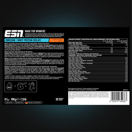 ESN ISOCLEAR Whey Isolate Protein Powder, Peach Iced Tea, 908 g, Clear Whey