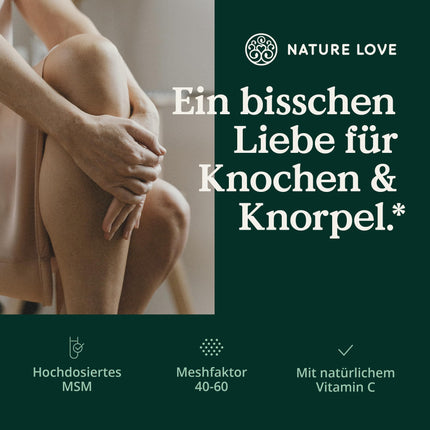 NATURE LOVE® MSM 2000mg with Vitamin C - 365 laboratory-tested tablets - More compact MSM powder than capsules - No additives, high dosage, vegan, produced in Germany