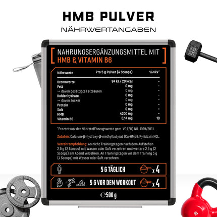 HMB - 500 g Powder - High Purity - Beta-Hydroxybetamethylbutyrate Amino Acid - Laboratory Tested - Vegan