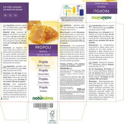 Propolis (Propolis) Resin Alcohol-Free Mother Tincture Naturalma - Liquid Extract Drops 120 ml - Dietary Supplement