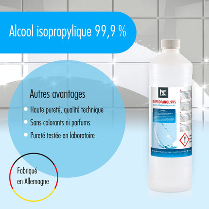 Isopropanol 99.9% IPA from Höfer Chemie freshly filled in handy 1 L bottles - perfect as a solvent and grease remover (3 x 1 L)