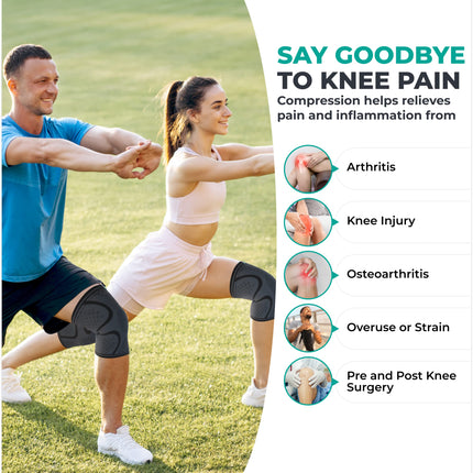 MODVEL knee support set for men and women – stable support during sports, training, fitness, hiking, everyday life – comfortable, skin-friendly, breathable support made of soft nylon-latex fabric