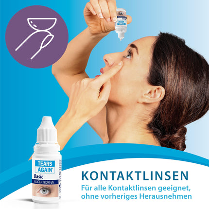 TEARS AGAIN 15ml Basic eye drops for dry and tired eyes, Hyaluron 0.2%, eye drops for moisturizing the eyes
