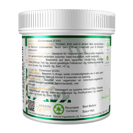 Special Ingredients Citric Acid 500g Pure Food Grade 100% Pure Powder (German Labels and Instructions)