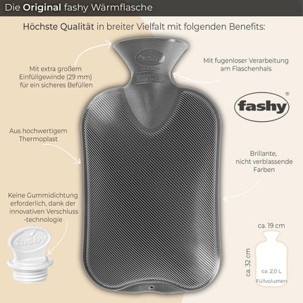 Fashy 6530 21 2007 Hot water bottle with fleece cover 2 liters