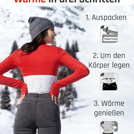 Terratherm Heat Belt - 12h of soothing deep heat, heat patches, heat pads for the back, back warmer - kidney warmer air-activated - sizes S-XL, 8 pieces