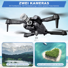 Drone with 4K Camera, Foldable RC Drone RC Quadcopter with 1080P HD Dual Camera, FPV Transmission, 2 Batteries, Gesture Control, Altitude Hold, One-Key Takeoff/Landing 3D Flips for Beginners (Black)