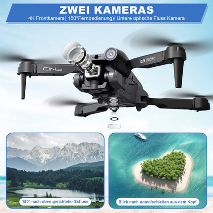 Drone with 4K Camera, Foldable RC Drone RC Quadcopter with 1080P HD Dual Camera, FPV Transmission, 2 Batteries, Gesture Control, Altitude Hold, One-Key Takeoff/Landing 3D Flips for Beginners (Black)