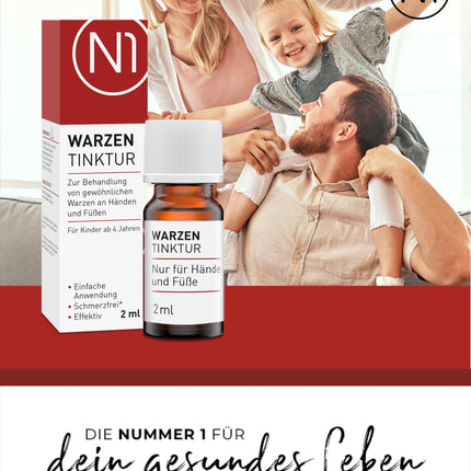 N1 Wart Tincture 2ml - Effective Wart Remover [Medical Device] - Easy to use &amp; painless - Only once a week - Ideal wart remedy for pedunculated, verrucas &amp; common warts