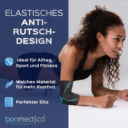 bonmedico elbow bandage, tennis wrist bandage, elbow bandage for men and women - 1 piece, grey, M