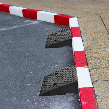 NAIZY 2pcs Curb Ramp Rubber 10cm High Door Threshold Ramp Portable Rubber Ramp Non-Slip Access Ramp Door Threshold for Car, Wheelchair