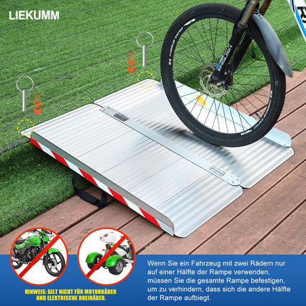 LIEKUMM wheelchair ramp 127 cm, 85 cm widened wheelchair ramp for stairs, 400 kg load capacity aluminum ramp for wheelchairs, steps, curbs, threshold ramp for electric wheelchairs, strollers