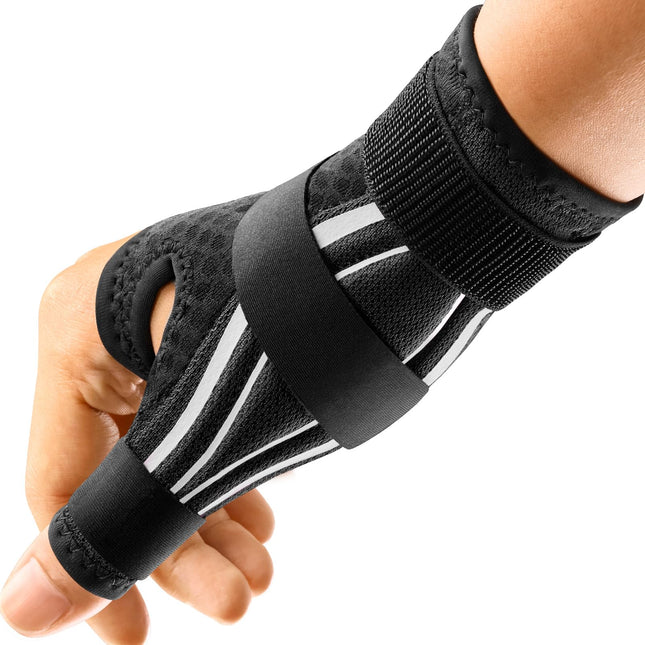 FREETOO Ergonomic Thumb Support Right and Left, Breathable and Soft Thumb Splint, Thumb Orthosis for Osteoarthritis, Tendonitis, Snap Thumb, Women and Men, S/M, Black/White
