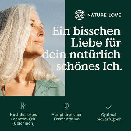 NATURE LOVE® Coenzyme Q10 High Dose - 200mg per capsule - 120 vegan capsules in a 4-month supply - From plant fermentation - High dosage &amp; produced in Germany