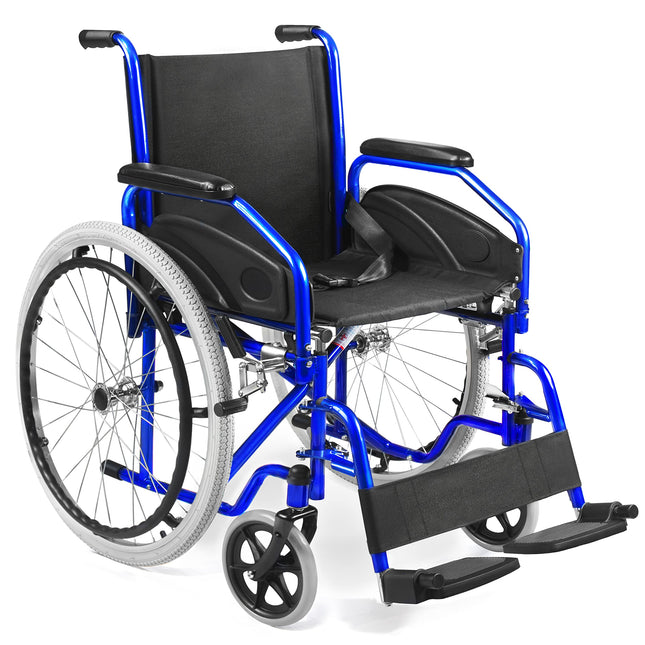 AIESI® Wheelchair Foldable lightweight self-propelled for disabled and elderly people AGILA EVOLUTION, Removable armrests and footrests, Safety belt, Inflation pump, 24-month warranty