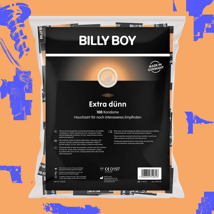 100 Billy Boy Extra Thin Condoms - Ultra-thin condoms for an even more intense sensation - Made in Germany