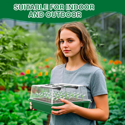 AONYIYI Indoor Greenhouse Propagator, 2 Pack 80 Hole Mini Greenhouse Propagator with 4 Grow Lights, Propagator with Timing Controller Adjustable Brightness with 10 Plant Labels
