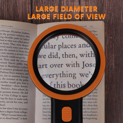 AIXPI Magnifying Glass with Light, 30x Reading Magnifier, 12 LEDs Magnifying Glass, Handheld Magnifying Glass Illuminated Magnifier for Children, Seniors, Jewelers, Coins (Black)