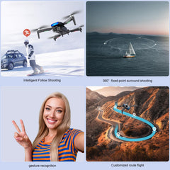 OBEST GPS Drone with 4K Camera, 5G WiFi Transmission, FPV RC Quadcopter, 360° Obstacle Avoidance, Intelligent Return, Rechargeable Handle for Remote Control, 2 Batteries