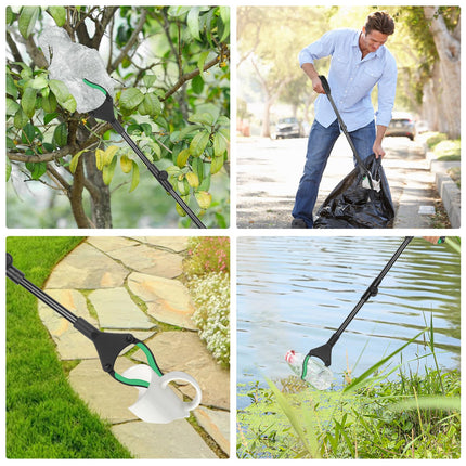 Grabber for Seniors, Apritsce Foldable Grabber, 81 cm Long Rotatable Garbage Tongs with Magnet and Shoehorn, Grabber Arm for Garbage Collection (Green)