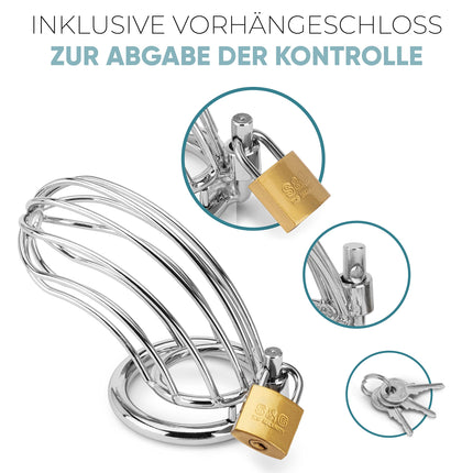 Ivomaa Penis Cage | Chastity Cage Male Metal | Chastity Cage Men Extreme | Chastity Belt for Men | Penis Cage for Men | Chastity Belt, Cock Cage made of Stainless Steel, Chastity for Men