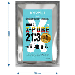 Browin Yeast Turbo X-Pure 403113 Distillation high-quality fermentation yeast up to 21.3% alcohol in 48 hours for 25 liters and for 7-9 kg sugar 135 g