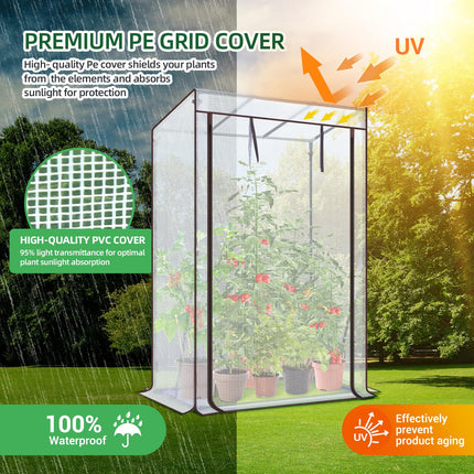 Ohuhu Tomato Greenhouse Premium Plastic Greenhouse Small with PE Cover, Tomato House Greenhouse Balcony for Optimal Plant Growth Stable White 100x50x152 cm