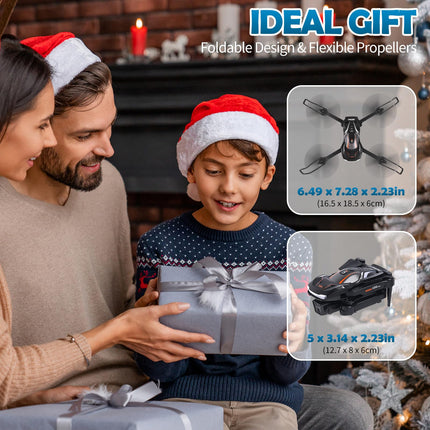 Gerbala Foldable Drone for Kids &amp; Beginners, FPV Drone with 1080P HD Camera, 360° Flip, Gravity Sensor, One-Button Takeoff/Landing, Follow Me, Gesture Photo, 120° Wide Angle, 2 Batteries