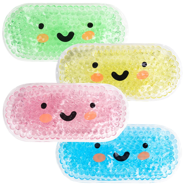 Hilph Children's Cooling Pads with Non-Toxic Gel, 13.5 x 6.3 cm Non-Toxic Small Ice Packs for Children with Fever, Bumps, Bruises, Toothache or Headache, Cold and Warm Compress - 4 Pack