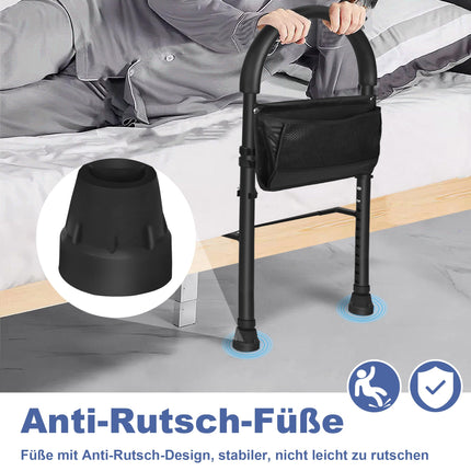 UISEBRT Bed Riser Aid Bed Rail for Older Adults Height Adjustable with Storage Pocket Fall Protection Seniors Bed Entry Aid Grab Bar for Bed up to 150kg Load Capacity