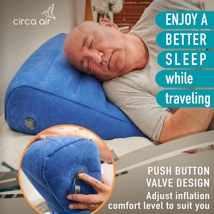 Circa Air Inflatable Wedge Pillow for Travel - Lightweight &amp; Portable Travel Wedge Pillow for Sleeping, Acid Reflux, GERD, Snoring for Back, Leg Elevation &amp; Knee Support Bed Wedge Pillow