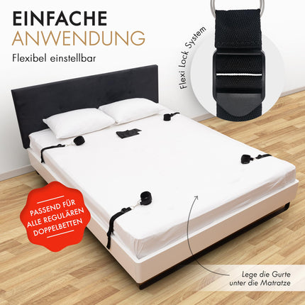 liebesfreunde® Bondage Set Bed Restraints Sex Toy for Couples I Extremely stable BDSM bondage set with bed restraints, handcuffs, blindfold