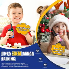 Walkie Talkie Kids Rechargeable, Walkie Talkies for 3-12 Year Old Children with 8 Channels, LED Flashlight, VOX Function for Camping, Hiking, Adventure, Set of 3